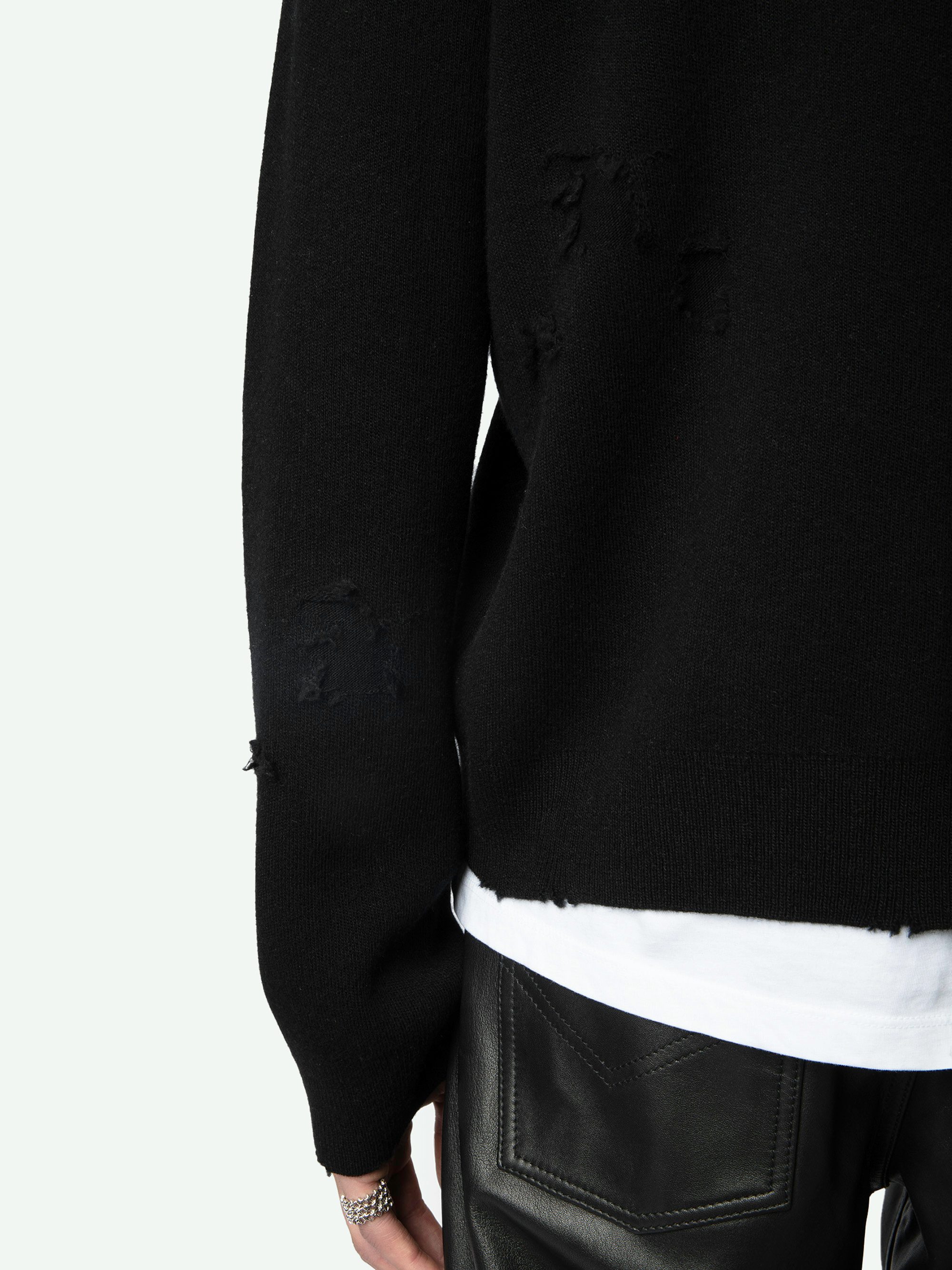 Pullover Marko 100% Wolle - Schwarzer Pullover aus 100% Merinowolle mit Rundhalsausschnitt und langen Ärmeln.